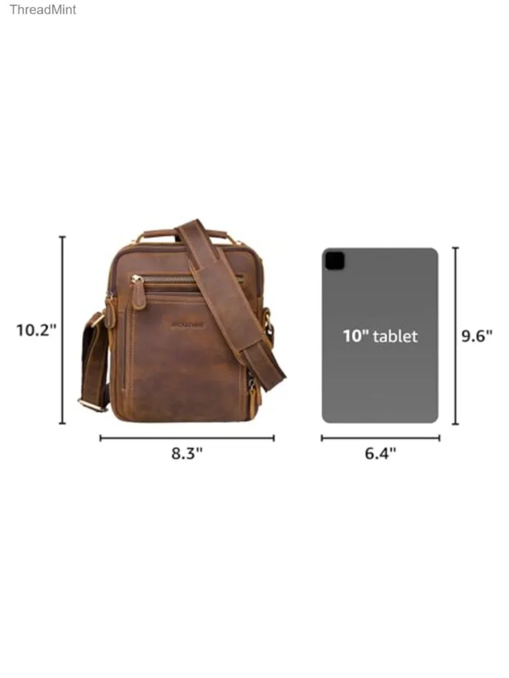 Jack&Chris Leather Messenger Bag Crossbody Bag for Men Work Business